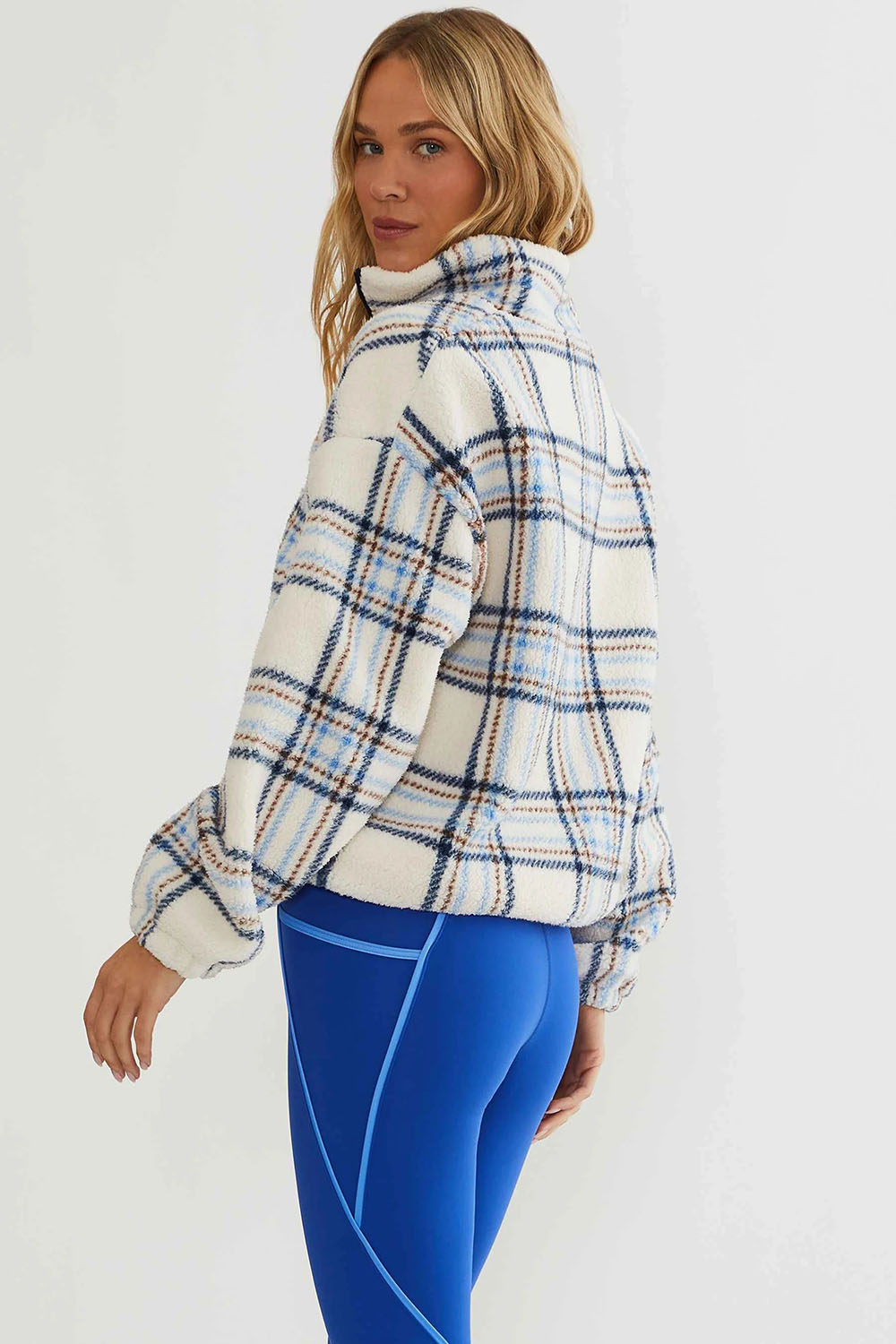 Beach Riot - Leona Plaid Sherpa - Opal Sky - Back