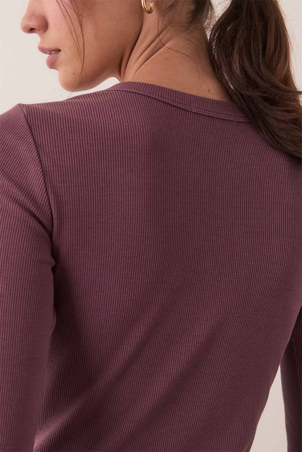 Marine Layer - Lexi Rib Sun-In LS Tee - Windsor Wine - Back