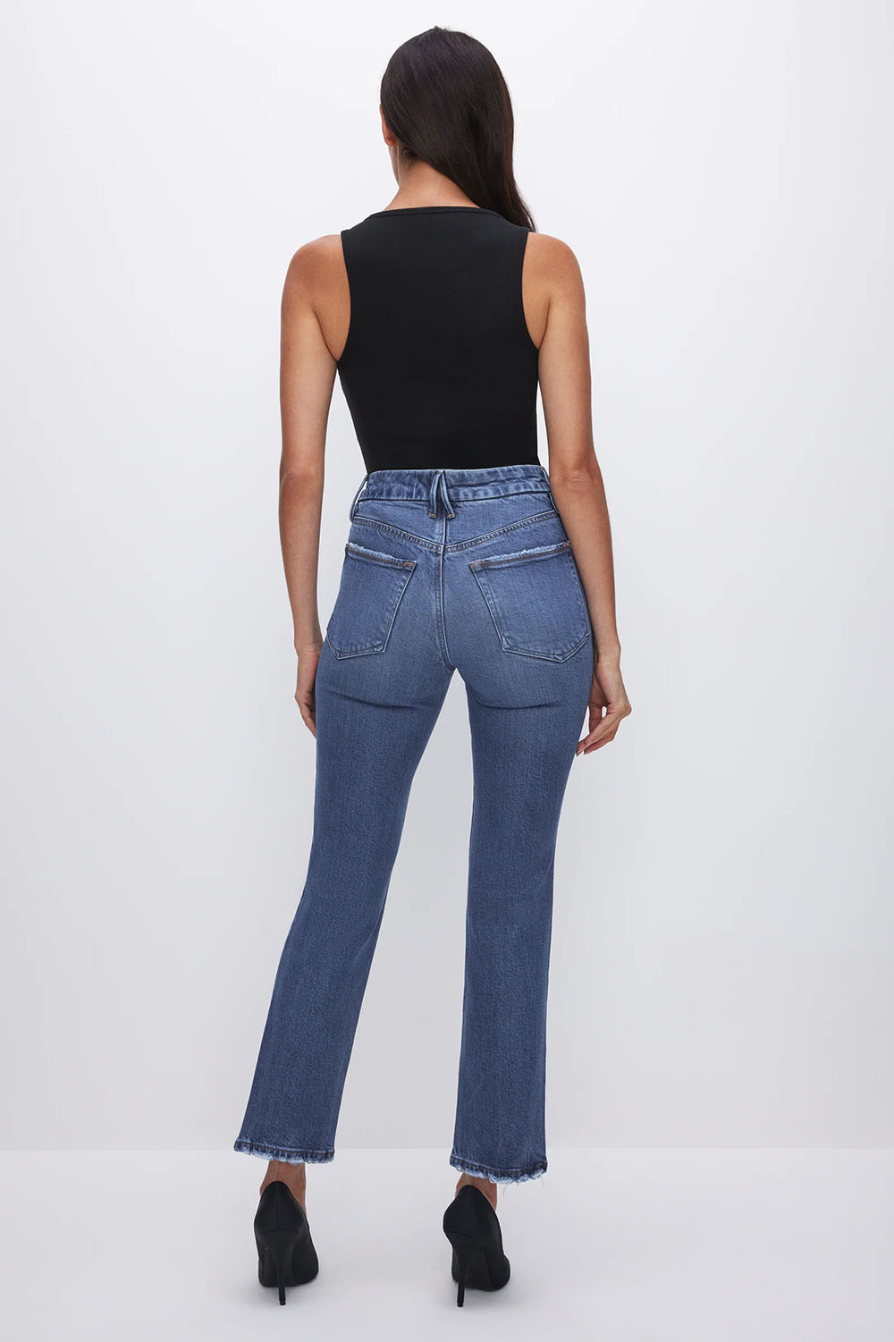 Good American - Good Legs Straight Jean - Indigo - Back