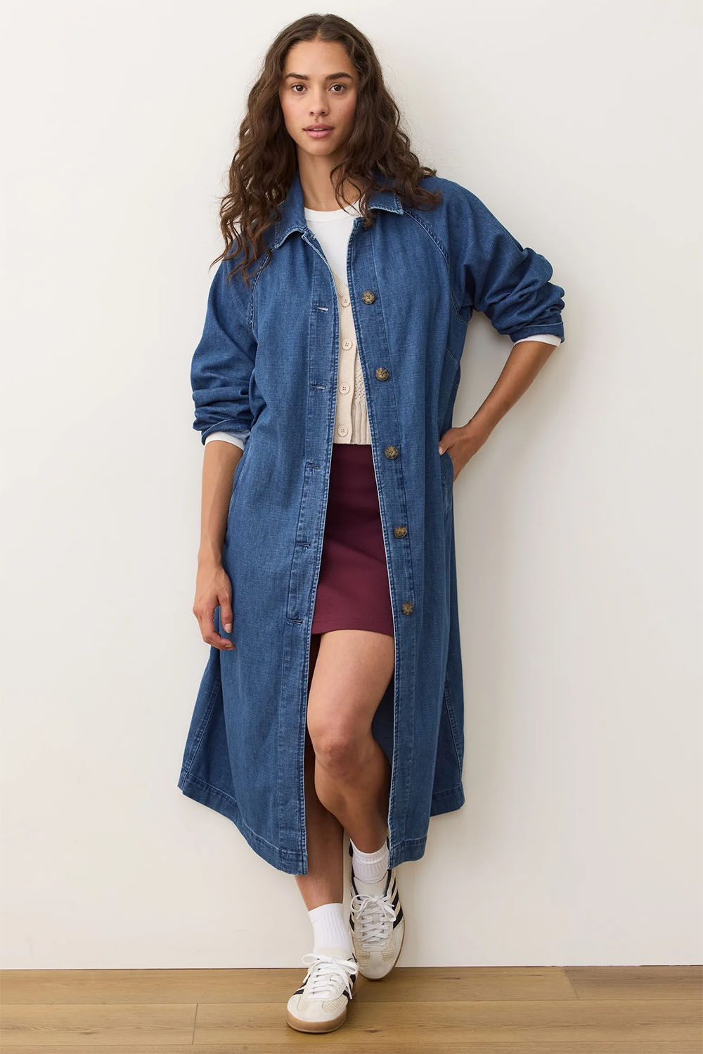 Marine Layer HAYES DENIM TRENCH Medium Wash Front