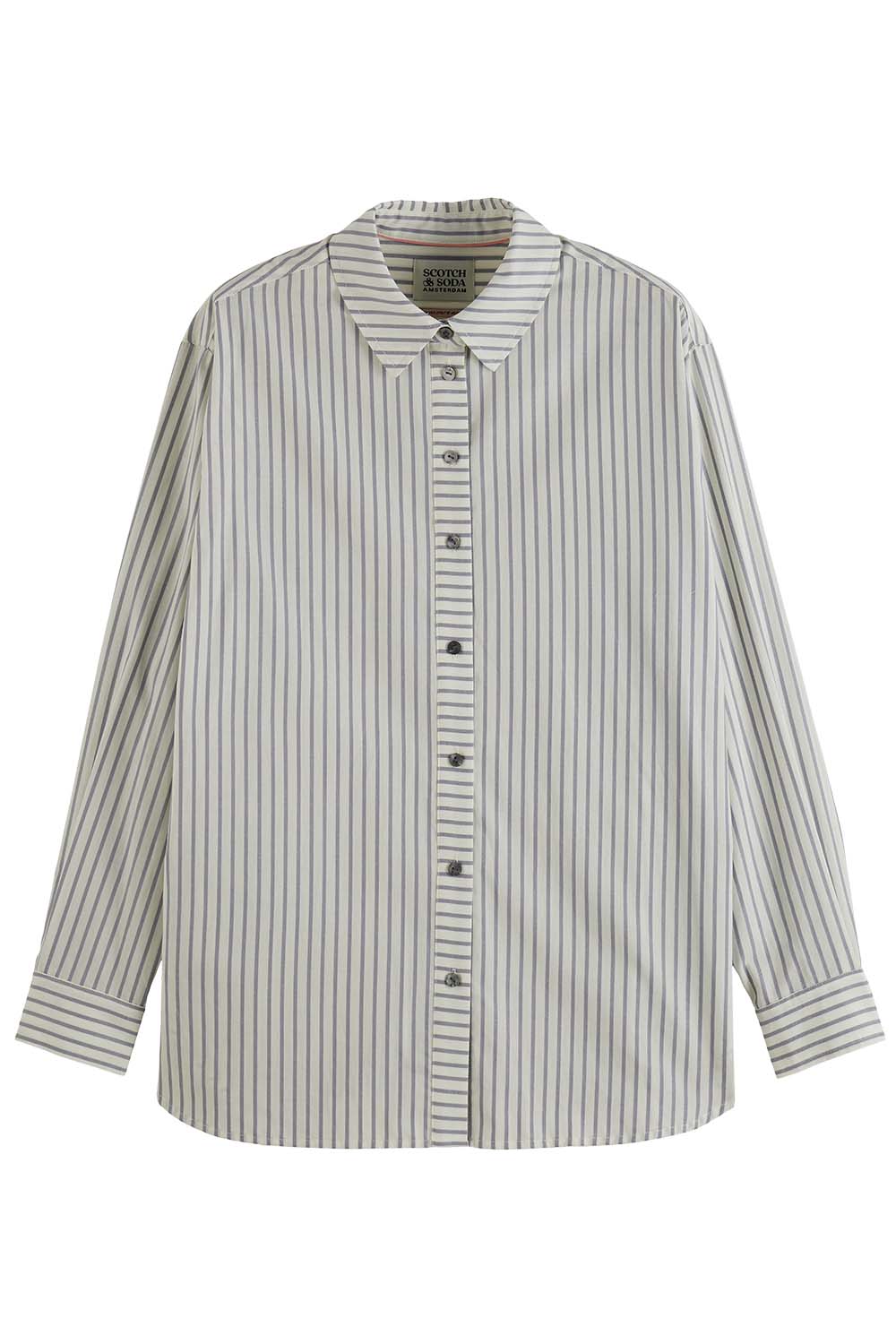 Scotch & Soda - Striped Oversized Shirt - Dusty Blue Rope Stripe - Front