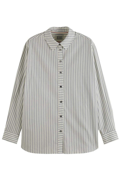 Scotch & Soda - Striped Oversized Shirt - Dusty Blue Rope Stripe - Front