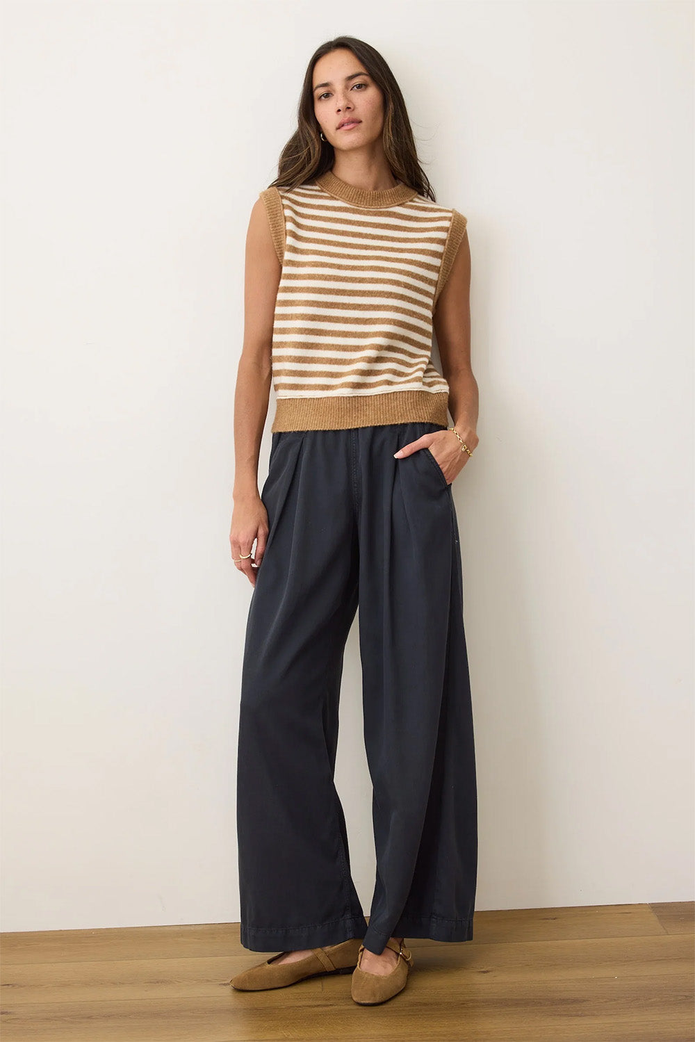 Marine Layer SAUSALITO SWEATER VEST Nutmeg Stripe