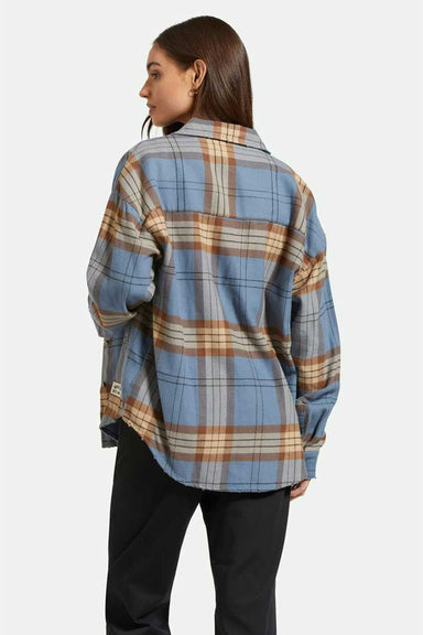 Brixton - Bowery Flannel - Flint Blue/Pinecone Brown Plaid - Back