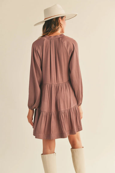 Reset by Jane - Heather Satin Dress - Mauve - Back