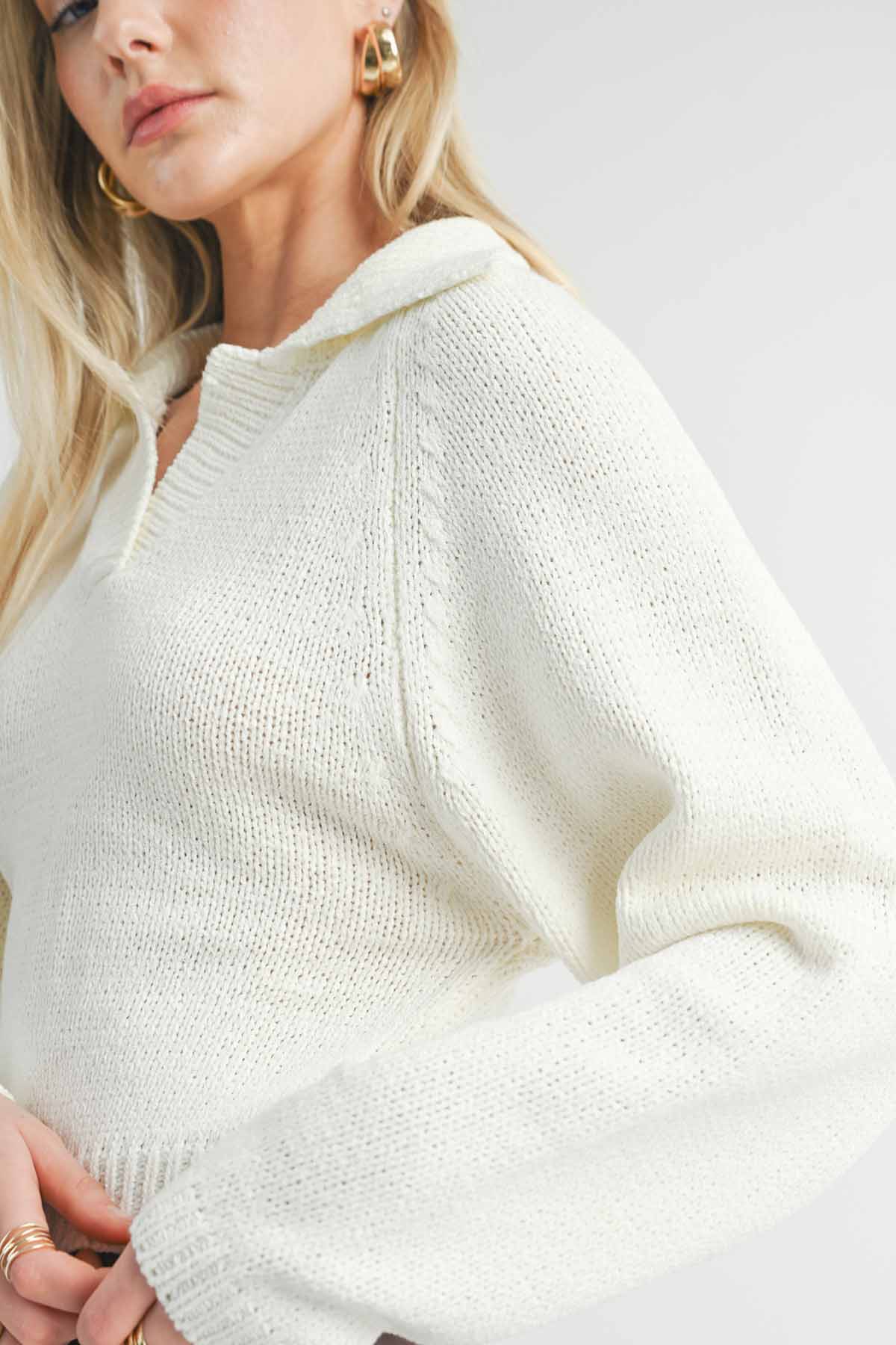 Sage the Label - Scarlet Collared Sweater - Ivory - Detail