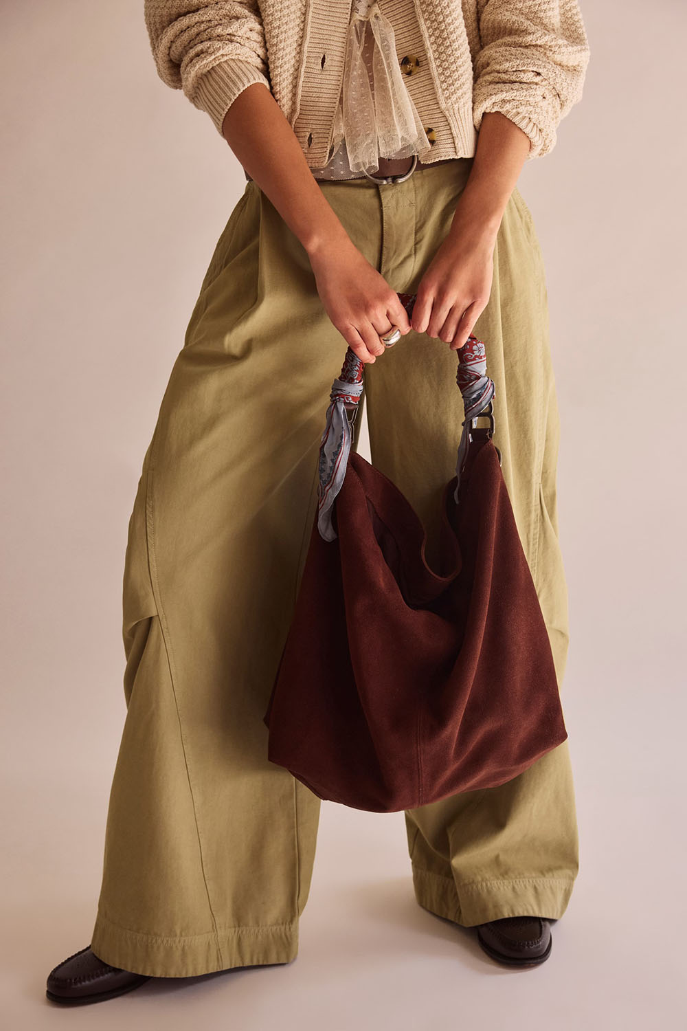 Free People - Suzie Suede Slouch Tote - Espresso - Front