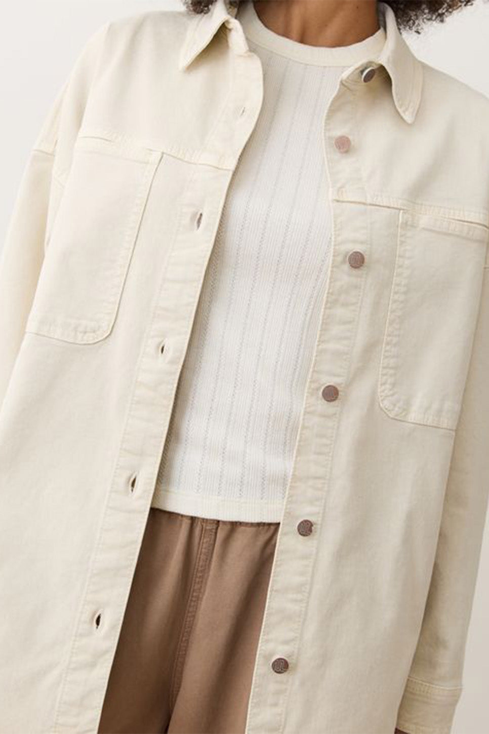 Marine Layer - Molly Oversized Shirt Jacket - Stone - Detail