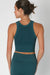Niki Biki - Vintage Ribbed High Neck Crop Top - Emerald Teal - Back