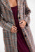 Sage the Label - Flower Bed Plaid Coat - Grey Wine Multi - Detail