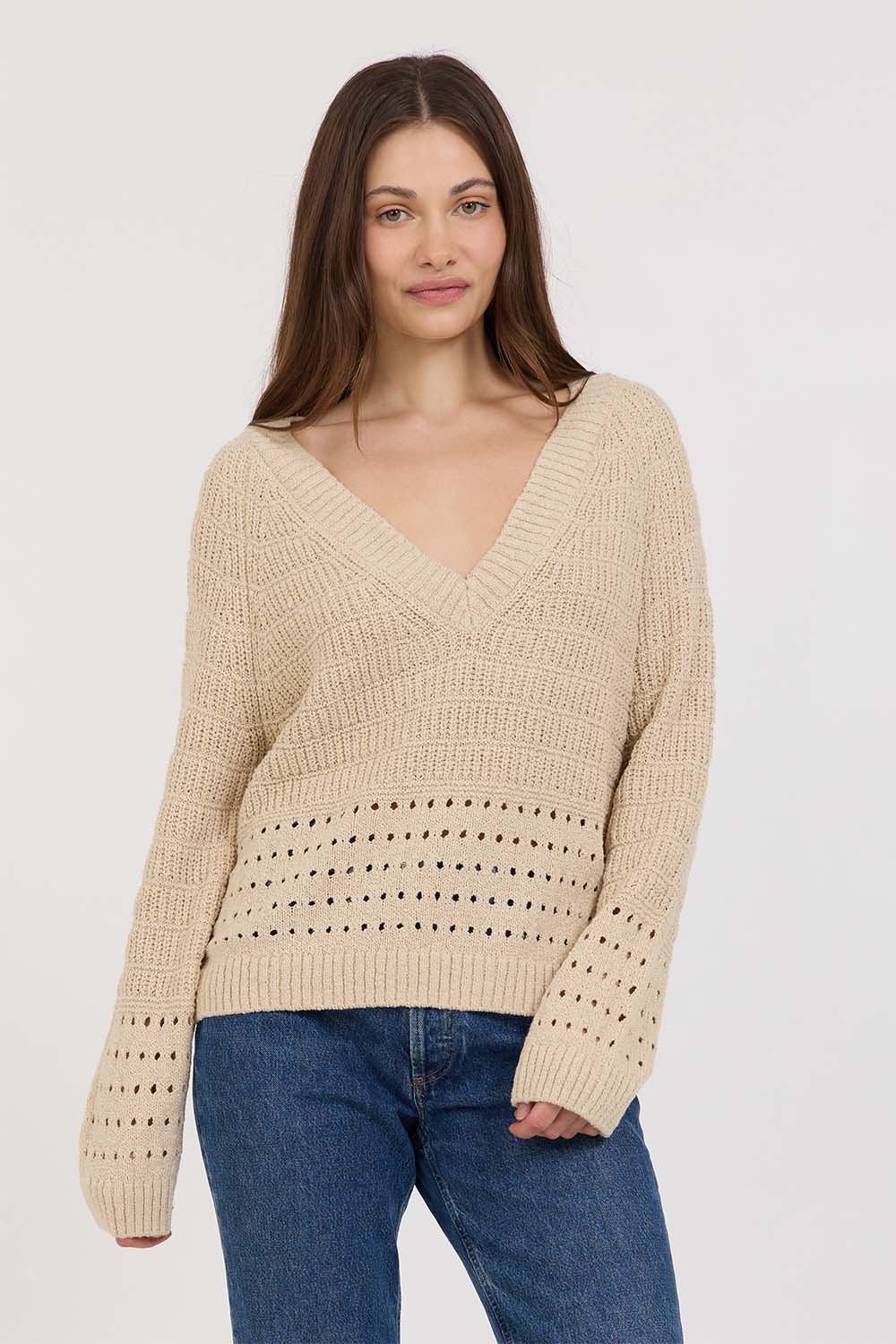 Stitches & Stripes - Rudy V Neck Pullover - Barley
