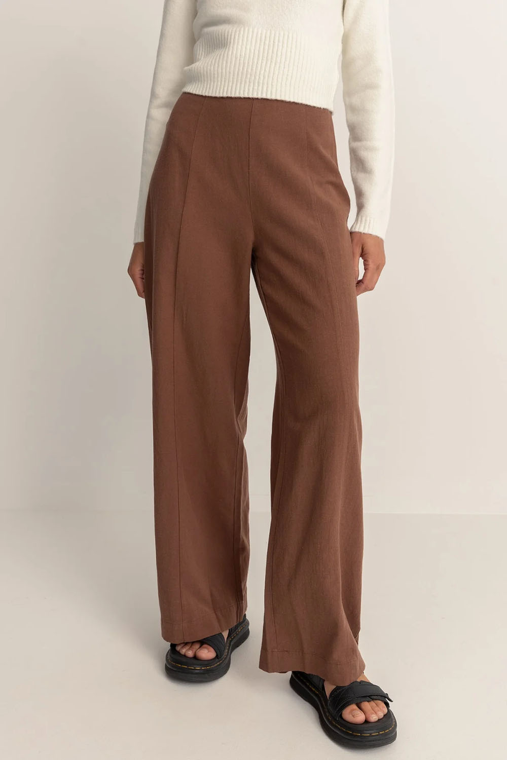 Rhythm - Whitehaven Wide Leg Pant - Brown - Front
