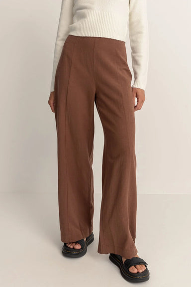 Rhythm - Whitehaven Wide Leg Pant - Brown - Front