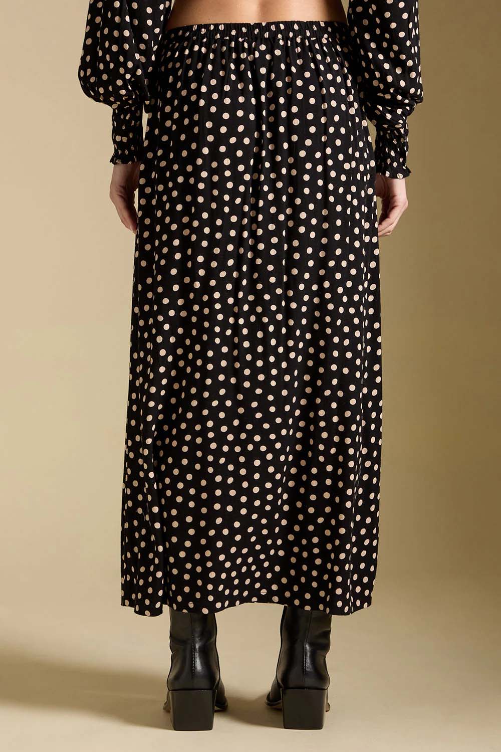 Saltwater Luxe Nolla Midi Skirt in Midnight — Back detail view