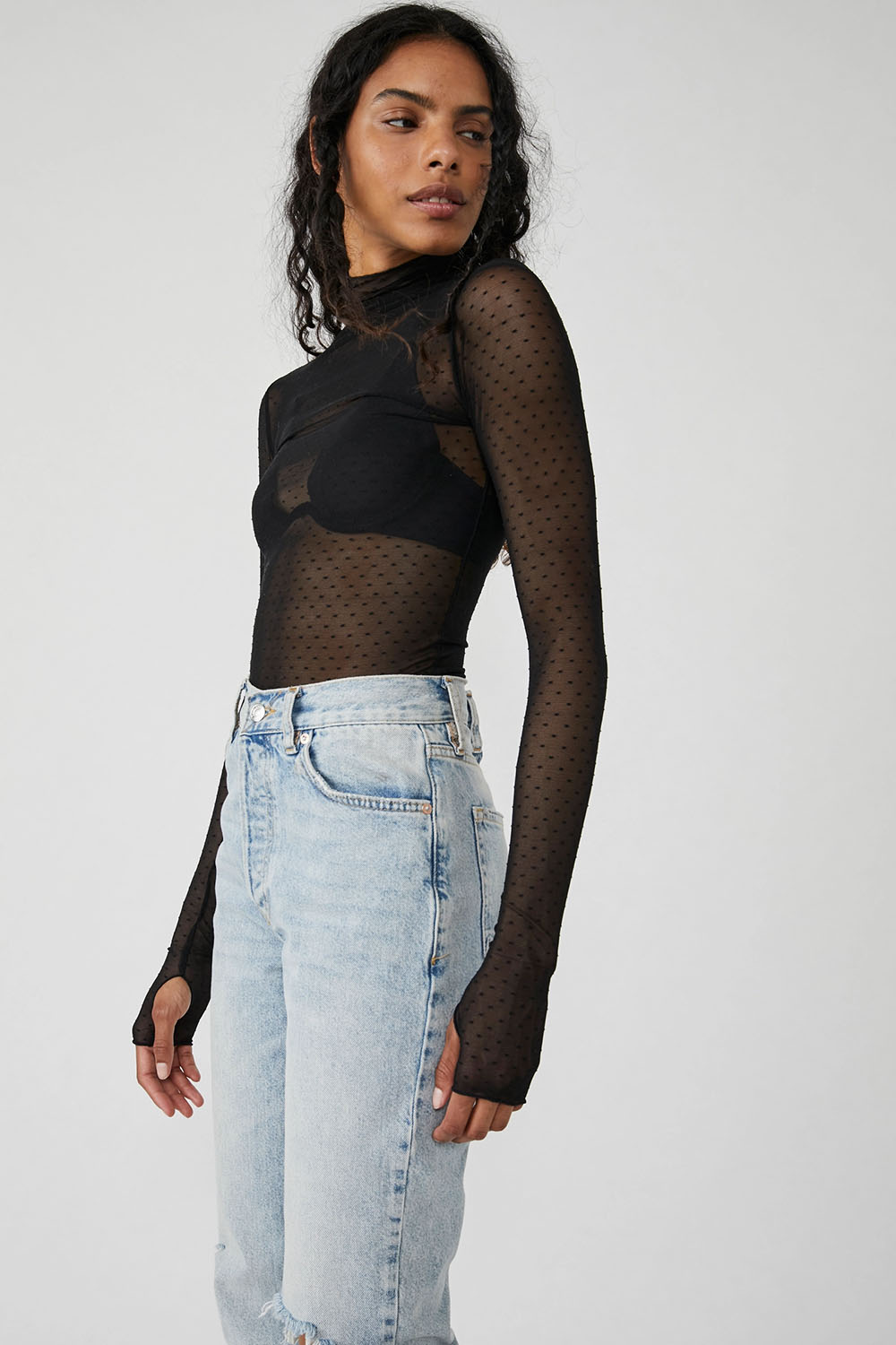 Free People - On The Dot Layering - Black - Side