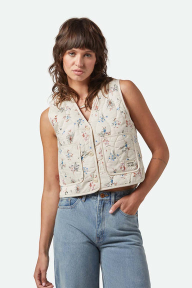 Brixton - Floral Quilted Vest - Whitecap/Hazelnut/Floral - Front