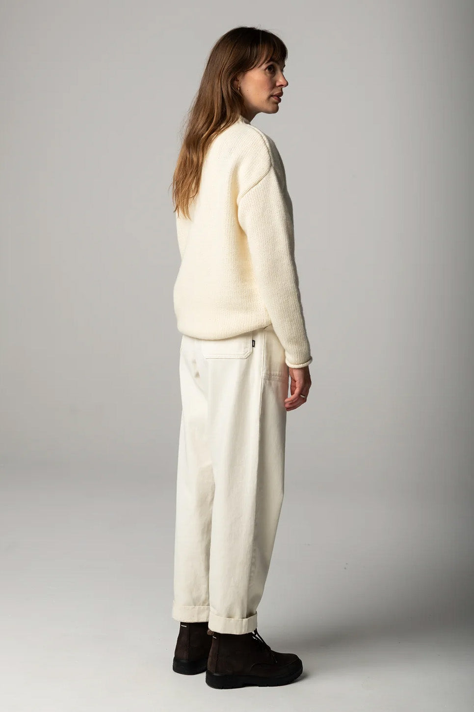 Finisterre Taran Jumper in Ecru — Back view