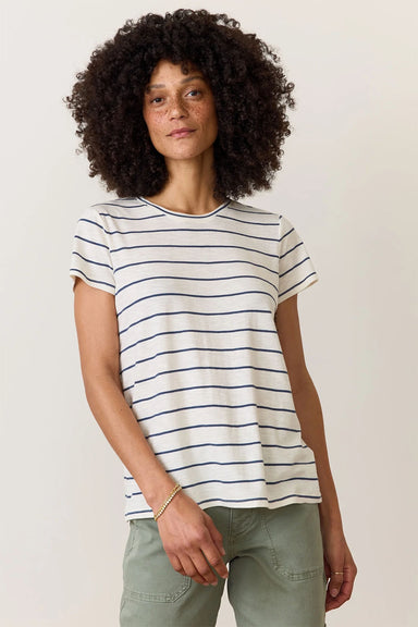 Marine Layer - Stripe Swing Crew Tee - Navy/White Stripe - Front