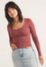 Marine Layer - Lexi Rib Sun-In Scoop Tee - Deep Clay - Profile