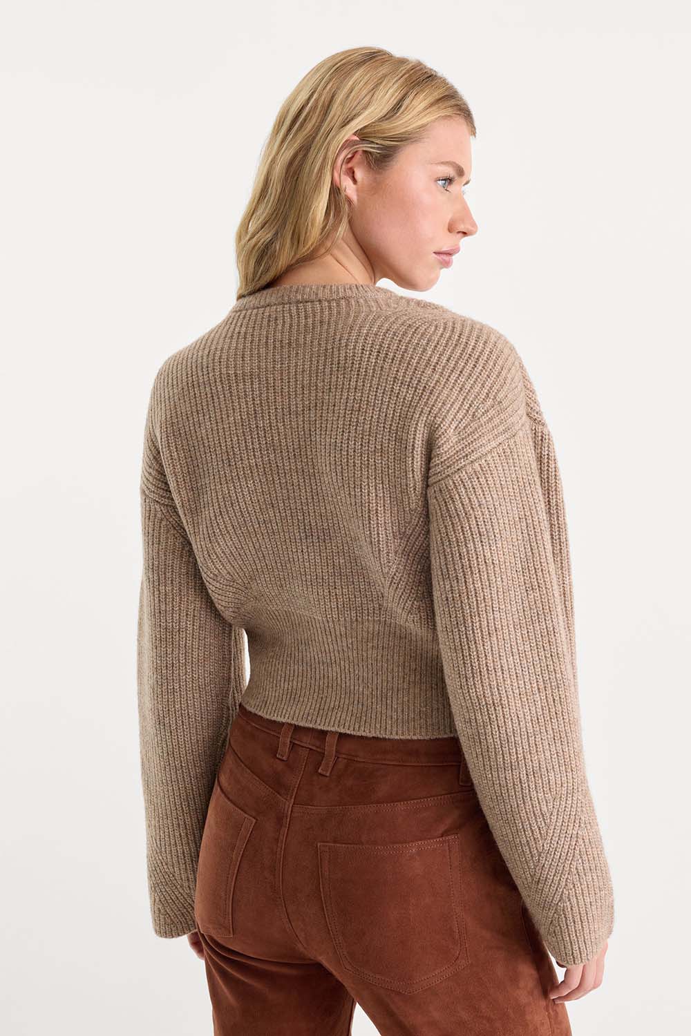 Good American The Chunky Knit Sweater in Dusk — Back view