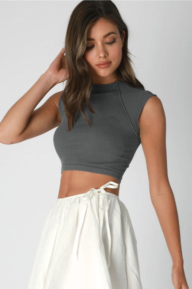 Nikibiki - Exposed Seam Crop Top - Black Pearl - Side