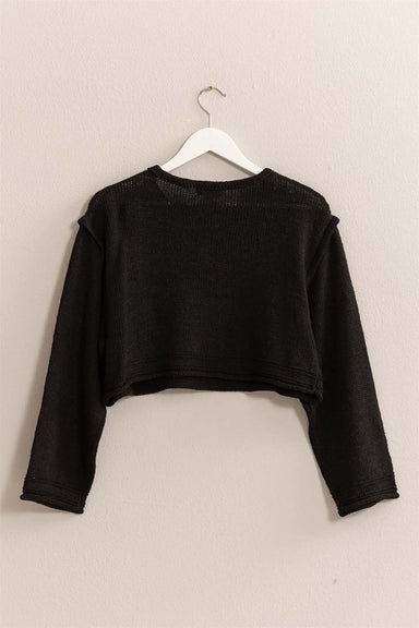 Double Zero - Cropped Sweater Pullover - Black - Back