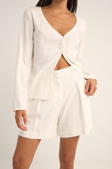 Rhythm - Kayla Long Sleeve Top - White - Front