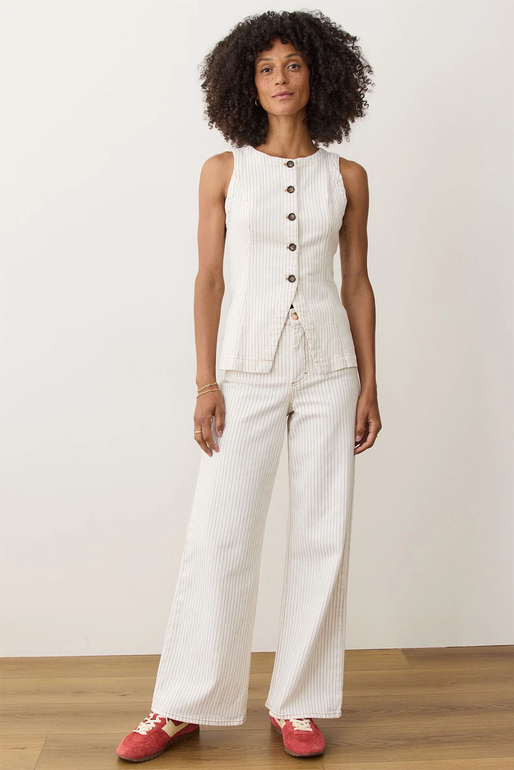 Marine Layer - Charlie Longline Vest - Ticking Stripe