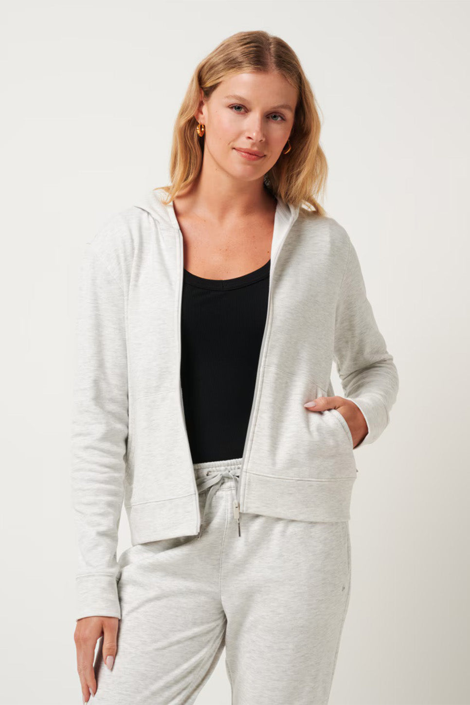 Travis Matthew - Cloud Zip Hood 2.0 - Heather Light Grey - Front