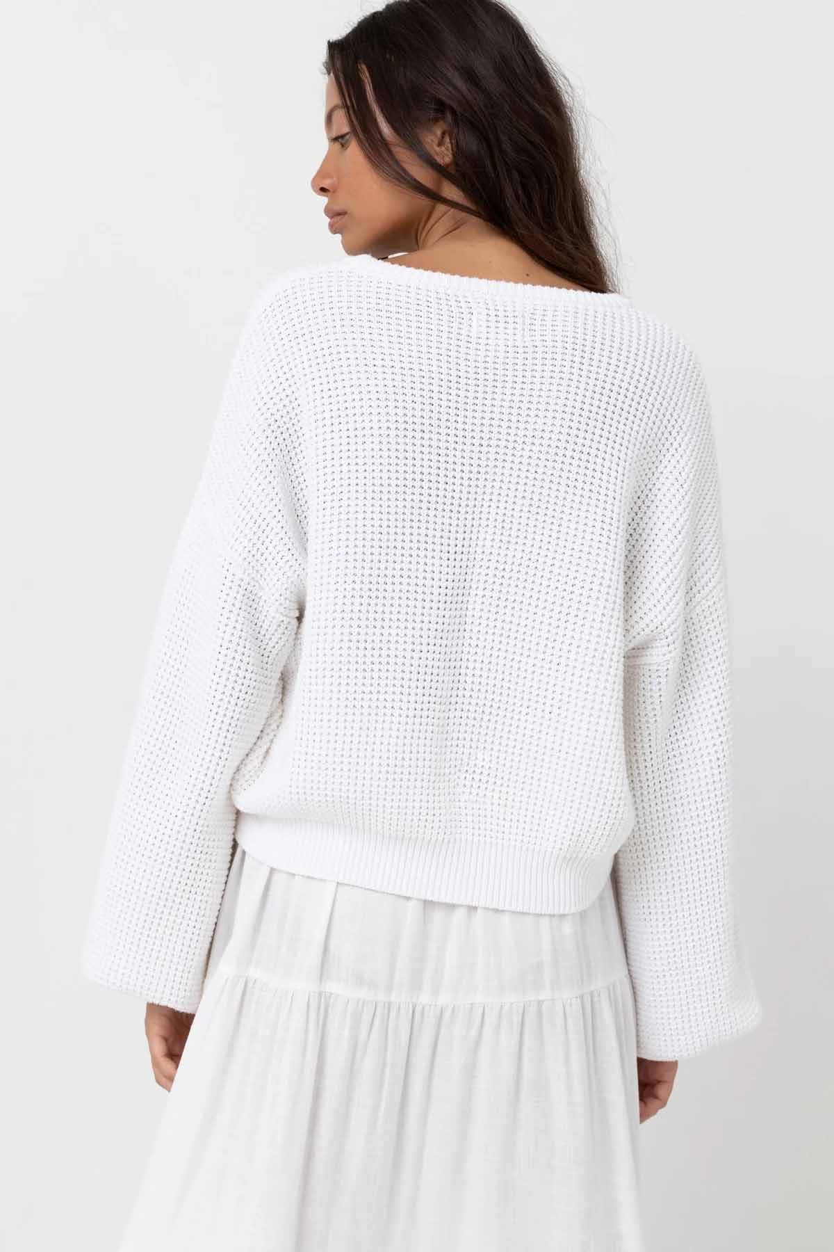 Rhythm - Classic Knit Jumper - White - Back