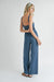 Sadie & Sage - Archives Button Front Jumpsuit - Dark Chambray - Back