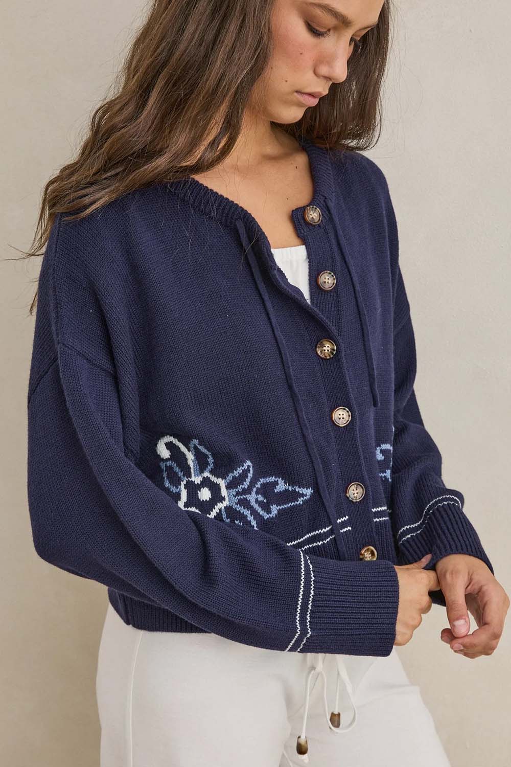 Rhythm - Ravello Knit Cardigan - Navy - Detail