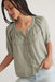 Marine Layer - Wren Puff Sleeve Top - Faded Olive - Side