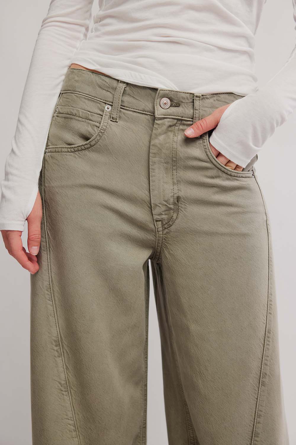 Free People - Haven Baggy Wide Leg - Seagrass - Detail