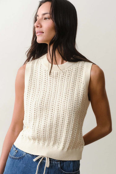 Marine Layer Mina Pointelle Sweater in Cream — Side view