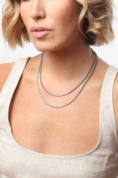 Marrin Costello - Ramsey Layered Necklace - Silver - Model