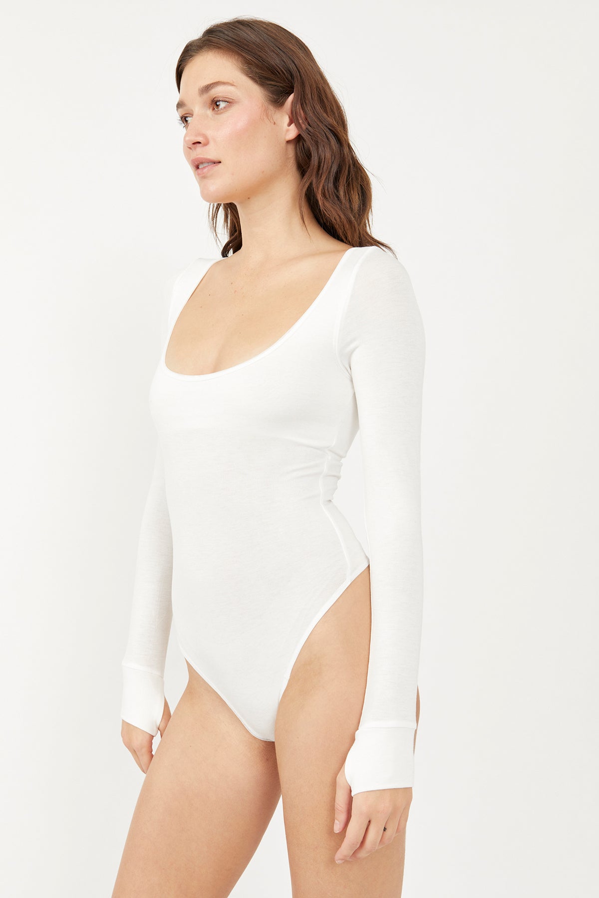 Free People - Settle In Scoop Neck Bodysuit - White - Side