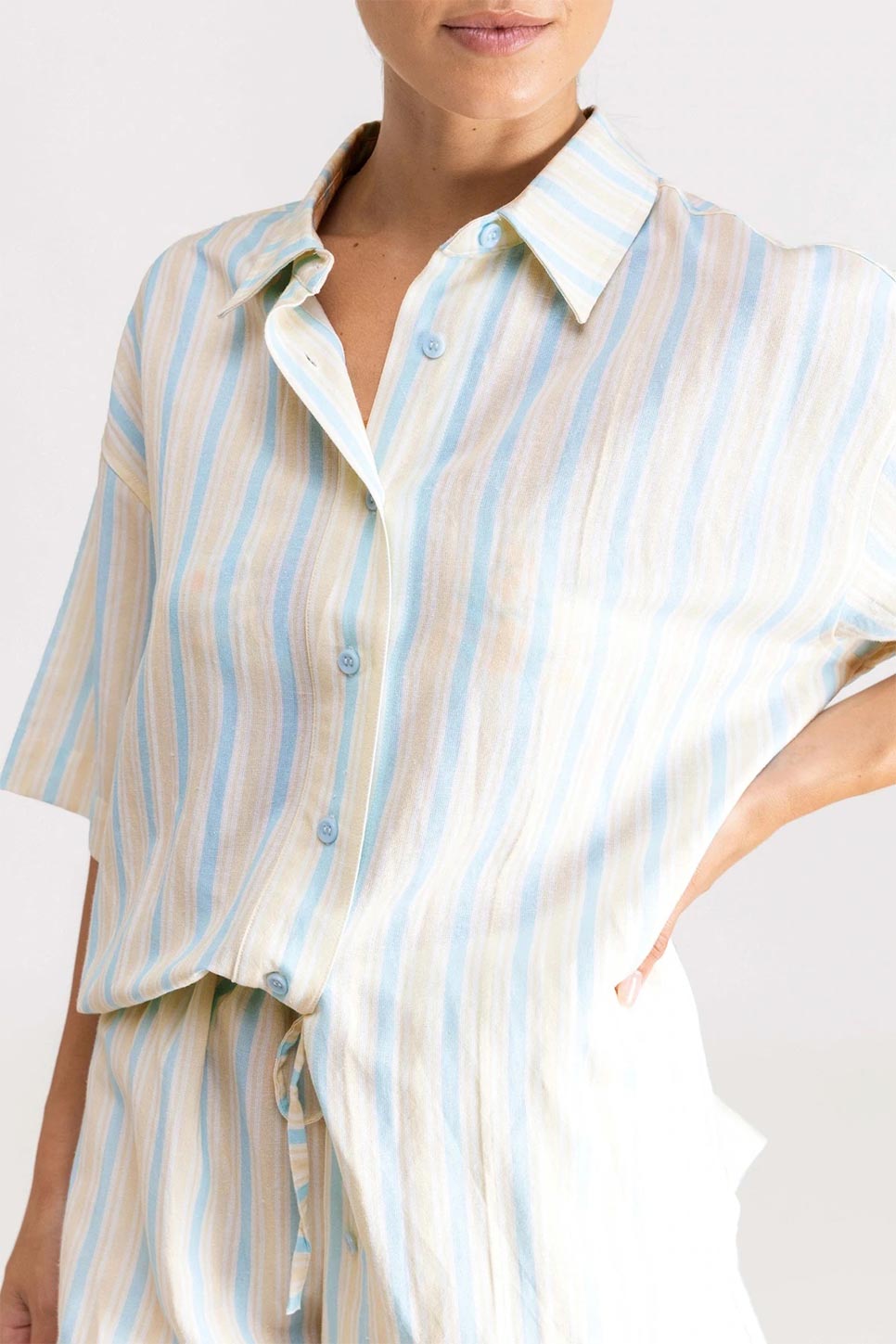 Rhythm - Sanctuary Stripe Oversized Shirt - Blue - Detail