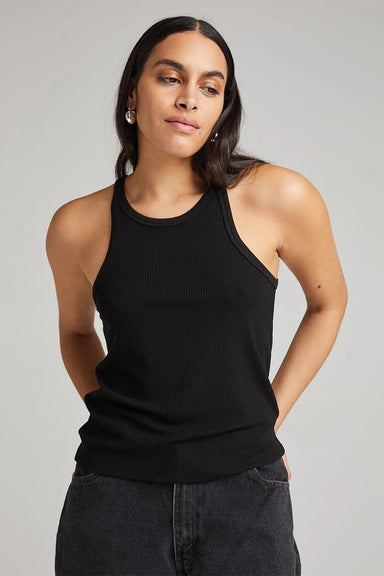 Richer Poorer - Recycled Rib Tank - Black - Front