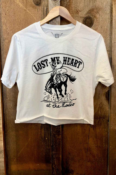 Bandit Brand - Lost My Heart at the Rodeo Cropped Tee - White/Black