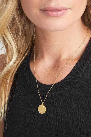 Gorjana - Libra Astrology Coin Necklace - Gold - Model