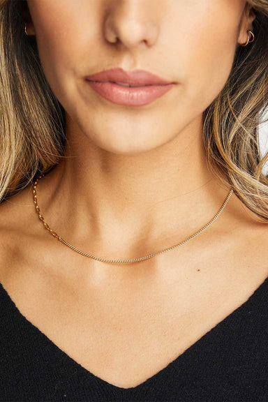 Able - Curb Chain Essential Necklace - Gold - Model