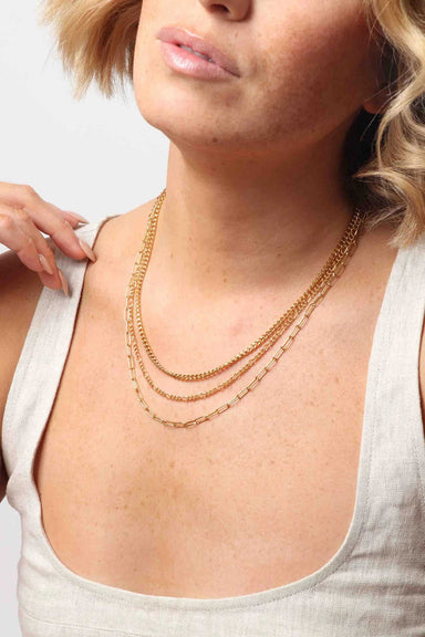 Marrin Costello - Trilogy Layered Necklace - Gold - Model