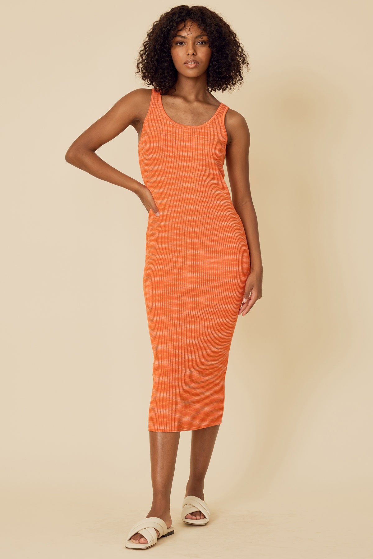 Stitches & Stripes - Lex Midi Dress - Tangerine