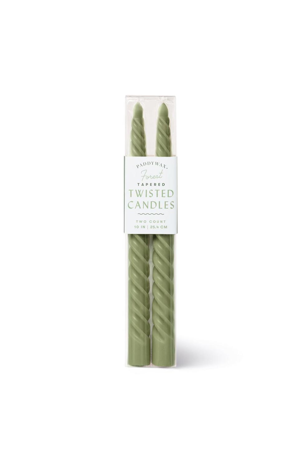 Paddywax - Twisted Taper 10" Boxed Canldes - Forest Green