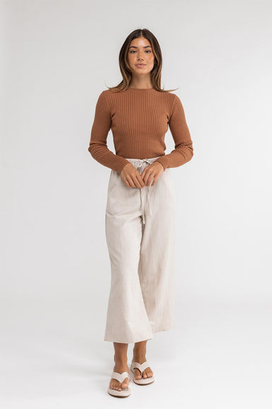 Rhythm - Classic Knit LS Top - Cinnamon