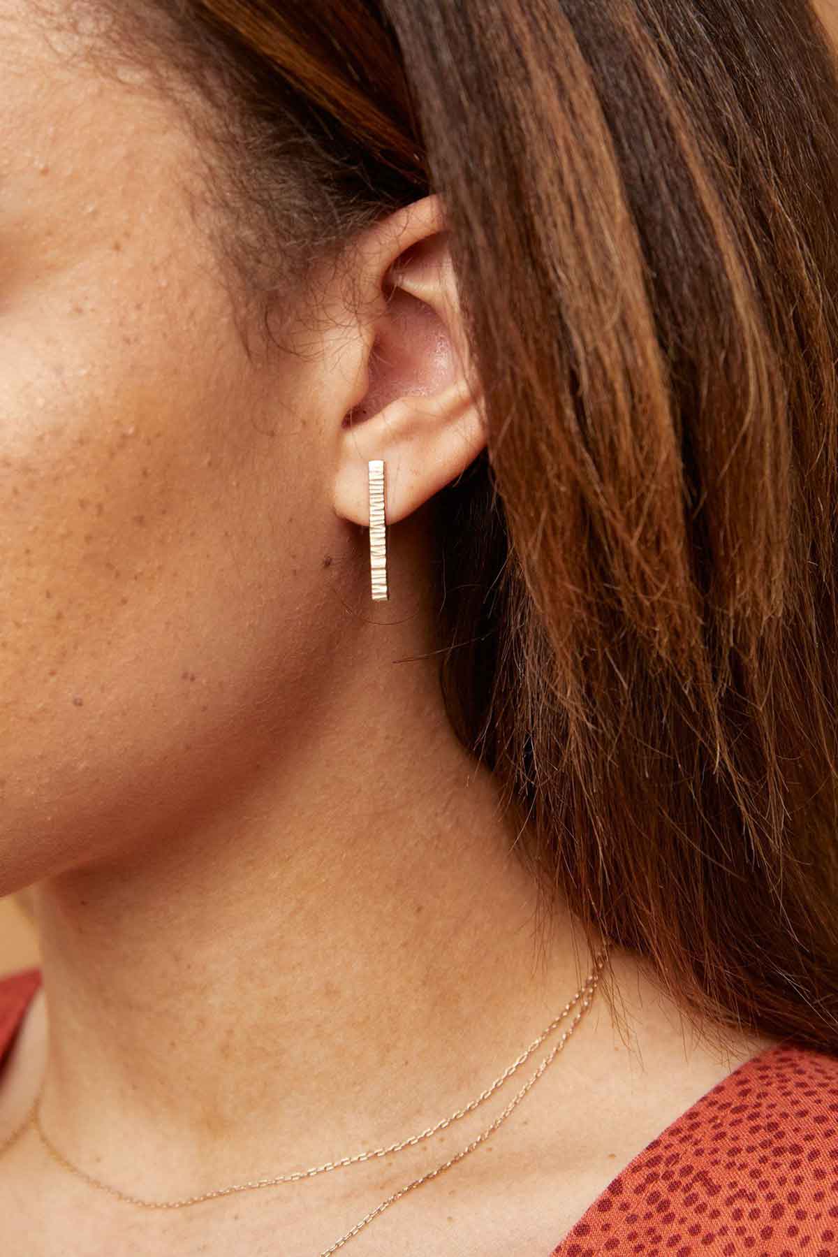 Able - Luxe Beam Stud Earrings - Gold - Model