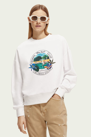 Scotch & Soda - Loose Fit Crewneck Sweater - White - Front