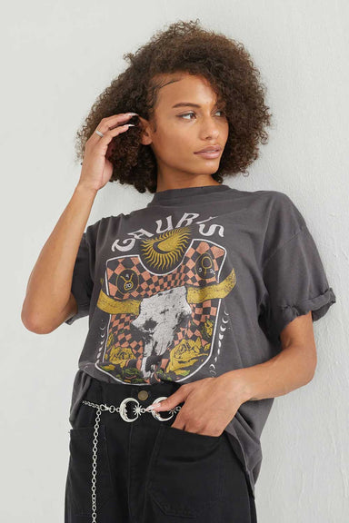 Girl Dangerous - Taurus Band Boyfriend Tee - Vintage Black