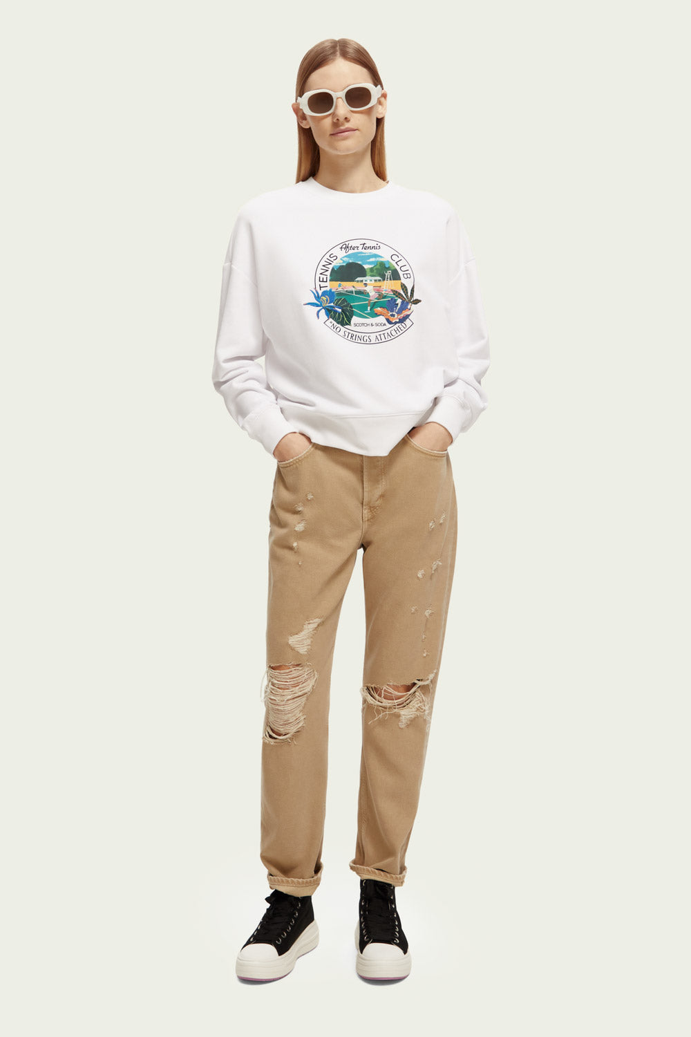 Scotch & Soda - Loose Fit Crewneck Sweater - White